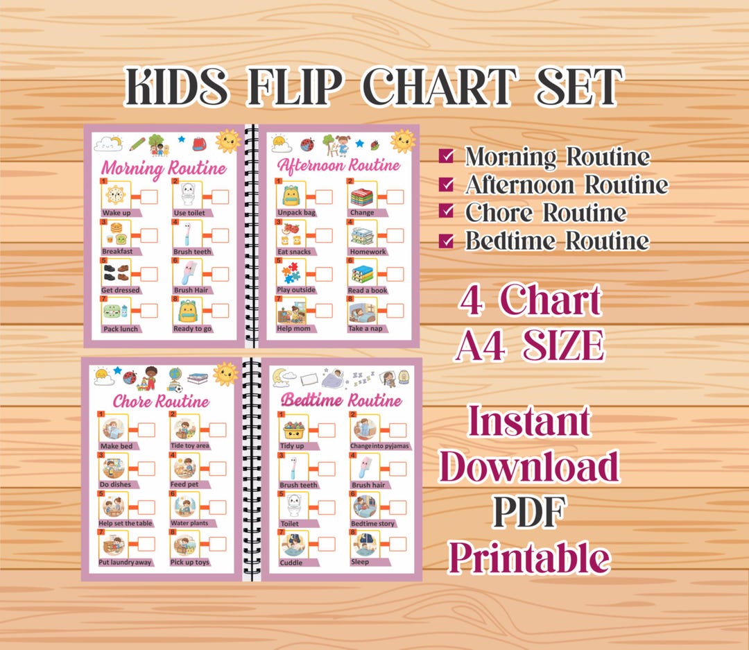Routine Chart.pdf Kids Daily Routine Chart, Printable PDF, Digital Download, Schedule for ...