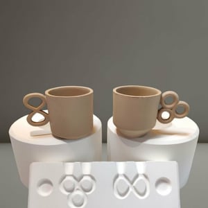 Gipsvormset keramische mok, oneindig en drievoudig handvat, gietvorm (set van 3)