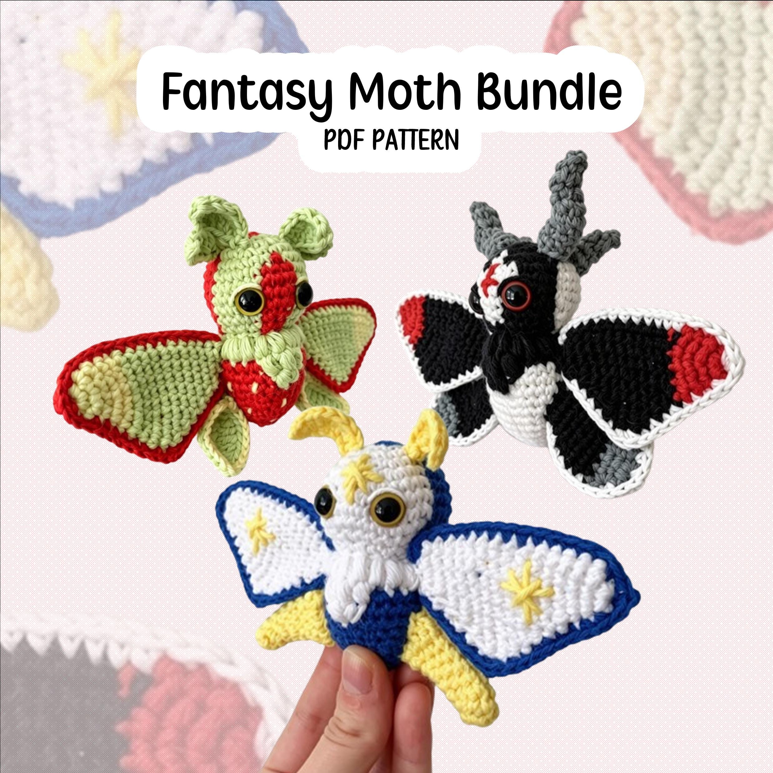 30 Moth Crochet Patterns for Amigurumi, Wearables, and Whimsical Home Decor 8 Amigurumi Moth Crochet Pattern Bundle PDF – Strawberry, Moon, Demon & Fluffy Moth