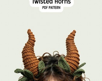 Virkade vridna hornmönster PDF – Stora kostymhorn för cosplay, Halloween och fantasy DIY
