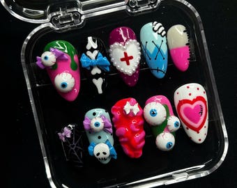 Kawaii Engel Bär Drücken Sie auf die Nägel, Charms rosa Glitter Stern 3D