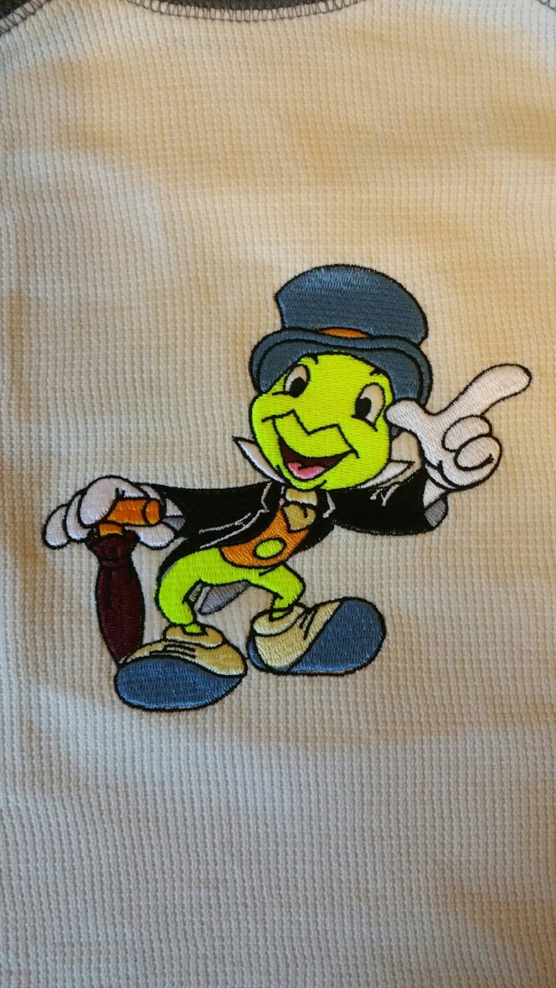 Jiminy Cricket White Embroidered Tee Shirt Youth or Adult Etsy