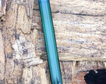 Natürlicher Bi-Color Turmalin Edelstein: Langer Baguetteschliff Blau Grün Afghan (3.85 Ct)