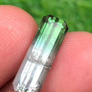 Natural Bi Color Tourmaline Gemstone: 4.5 Carat Green Seafoam Afghanistan Rectangular Cut