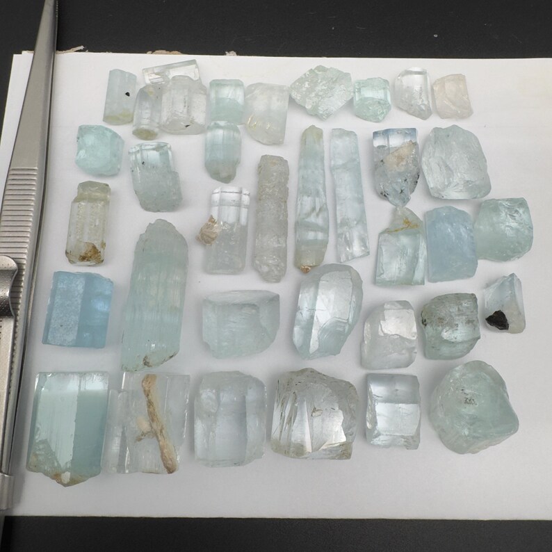 Lote de cristales de aguamarina natural: Berilo pakistaní hexagonal Skardu (506 ct) imagen 7
