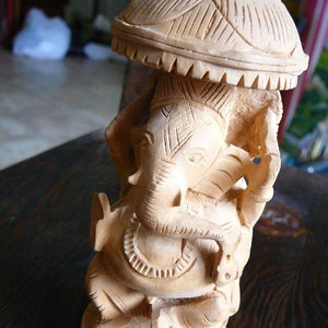 small wooden Ganesh hand carved statue deity home altar supplies indian demigods