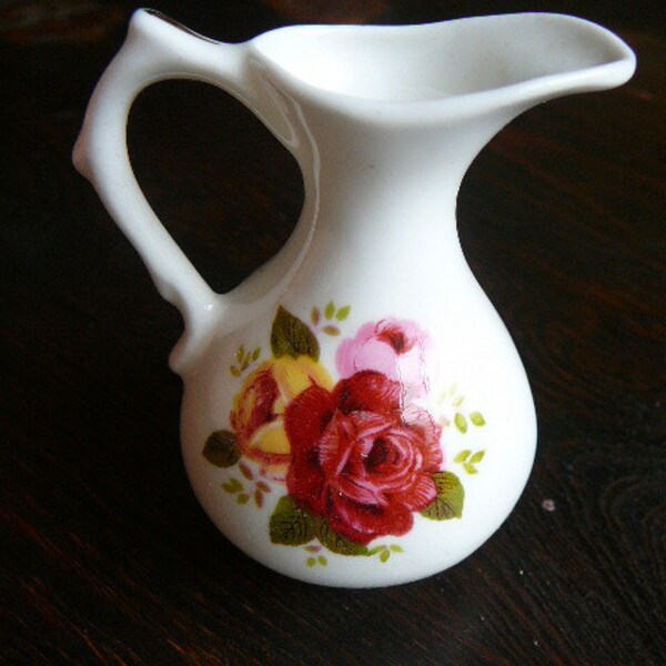 Tea for two whimisical English teaparty miniture cream jug porcelain bone chine made in England with rose design sunnydaydreams