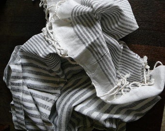 striped scarves shawl throws wraps greys nautical blues and browns fine light organic cotton handloom