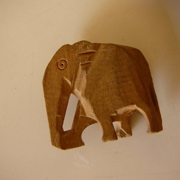 small wooden elephant, hand carved elephant, small ornament, good luck charm. India