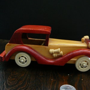wooden vintage car handmade toy car automobile pine wood