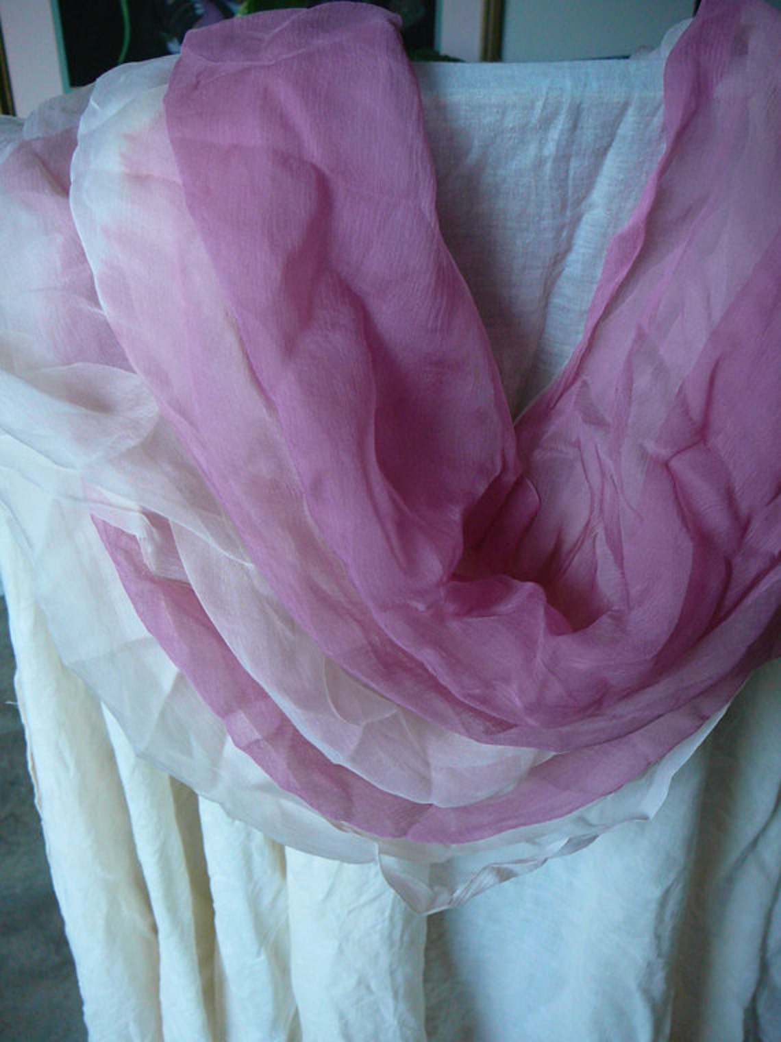 Chal De Cachemira Y Seda Estampado Natural, Doble Cara, Color Rosa, Hecho A Mano - 135x135 Cm