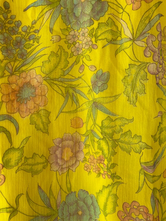 Pure chiffon silk tunic yellow floral fully lined… - image 2