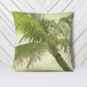 Tropical Palm Tree Throw Pillow with Pillow insert 14x14, 14x20, 16x16 | beach house decor| tropical decor | living room decor | Palm Frond