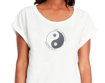 Women's Tennis T-Shirt / Tennis Shirt / Tennis Lover gift/Inspirational Shirt /Yin Yang Shirt/ Gift for Women / Life is Balance®