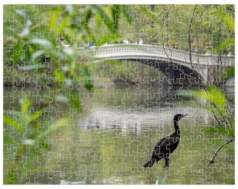 252, 520 or 1014 piece Jigsaw Puzzle | Double-crested Cormorant and the Bow Bridge | Central Park Puzzle | Birthday Gift | Gift | Games