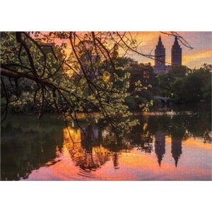 1014 or 520 piece Jigsaw Puzzle | Central Park Lake at sunset | Bow Bridge | NYC Skyline | NYC Puzzle | Birthday Gift | Gift | Games