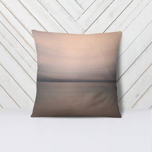 Pink Sunset Throw pillow Cover | Pillow Sham | 14 x 14, 16 x 16, 18 x 18, 20 x 20, 26 x 26 | beach decor | Pink | Peach | Gray | Brown