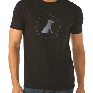 Men's Yoga T-Shirt/ Downward Facing Dog /Sanskrit shirt /Gift for men / Gift for Yogi/ Father's Day Gift/ Life is Balance® Black
