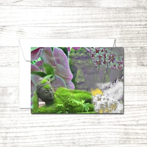 Buddha Greeting Card | Blank Note Card | Yoga Card | Card for Yogi | Blank buddha and lotus card | Inspirational notecard