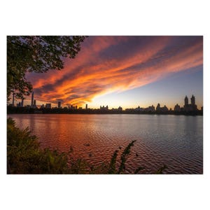Cartão de nota do pôr do sol do reservatório | Fotografia do pôr do sol | Cartão de felicitações de NYC | Cartão para amantes da natureza | Fotografia do pôr do sol