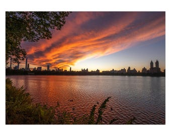 NYC Sunset Note Card | Jacqueline Onassis Reservoir Photograph