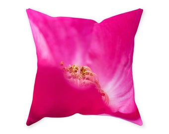 Hot Pink Petals Throw Pillows | Throw Pillow | Throw Pillow With Insert | Pillow Cover | Bedroom Decor | Living Room Decor | Garden Decor