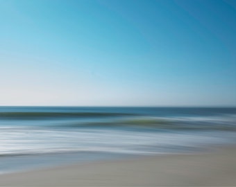 Impressionist Beach Photo | Greeting Card | Jersey Shore | Fine Art Photography Print | Ocean surf photo | Blue| White | Beach decor