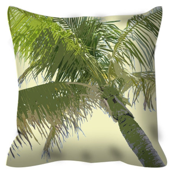 Throw Pillow Tropical Palm Tree Throw Pillow With Insert Etsy