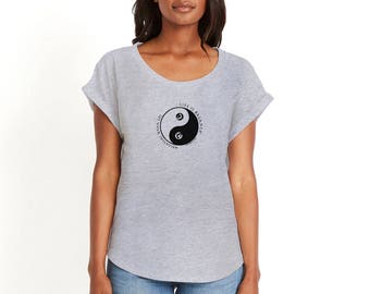 Yin Yang yoga-T-shirt: balans-T-shirt voor dames