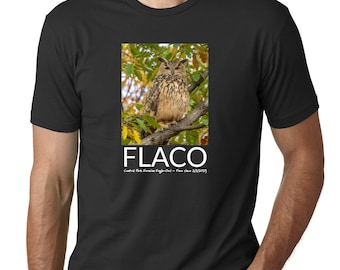 Flaco the Owl T-shirt: T-shirt met afbeelding van Central Park Escaped Euraziatische oehoe