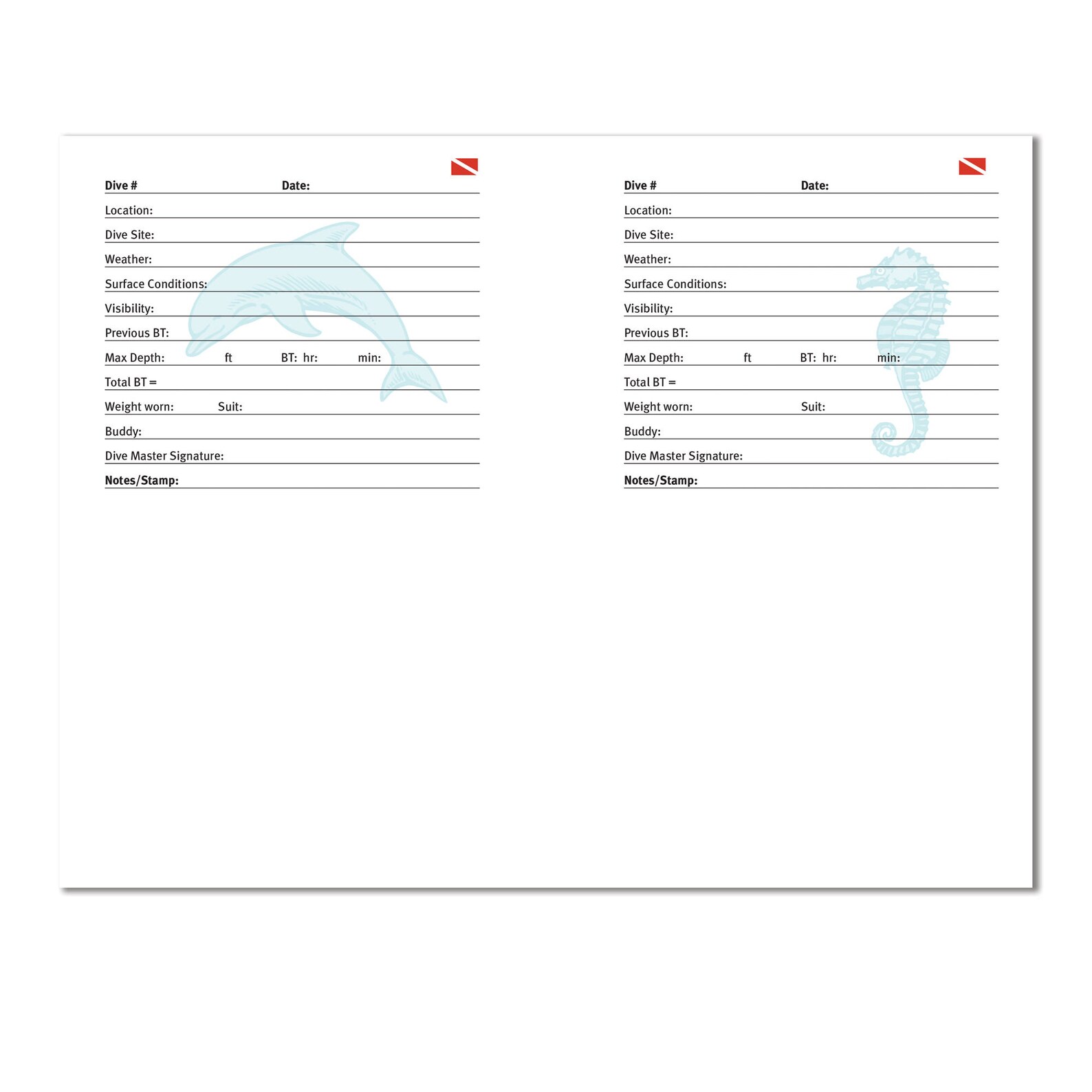 Printable Scuba Dive Log Digital Download of Scuba Dive Log