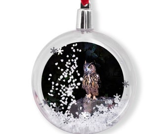 Flaco the Central Park Owl Holiday Ornaments | Christmas Ornament | Owl | Snow Globe | Metal | Acrylic