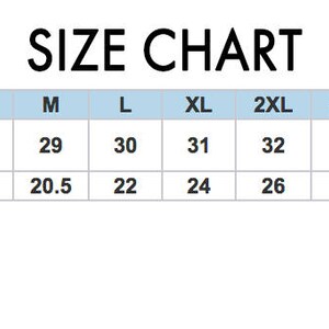Peut inclure: Tableau des tailles pour v&ecirc;tements avec des mesures en pouces pour la longueur et la largeur du corps. Les tailles comprennent XS, S, M, L, XL, 2XL, 3XL et 4XL.