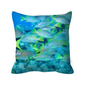 Ocean Reef Fish Throw Pillow Cover | Sea life decor | Gift for scuba diver | Pillow Sham | 14x14, 14x20, 16x16, 18x18, 20x20, 26x26