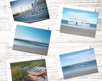 Summer Set of 10 Note Cards | Ocean Quotes | Blank notecard | Fine Art Photography Greeting Cards | Beach theme cards | Greeting Card Set
