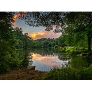 1014 or 520 piece Jigsaw Puzzle | Central Park South Pond at sunset | NYC Skyline | NYC Puzzle | Birthday Gift | Gift | Games