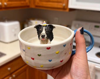 Custom Pet Mug - Personalized Ceramic Coffee Mug with 3D Dog Statue Peeking Out, Pet Peekaboo Bottom