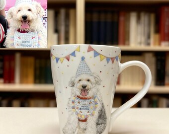 Hand-Painted Pet Portrait Mug, Custom Ceramic Dog or Cat Memorial Gift