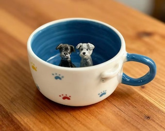 Handmade Pet Face Mug, Order with Your Pet's Photo, Sculpted Ceramic Gift for Dog, Cat, or Any Pet Lover