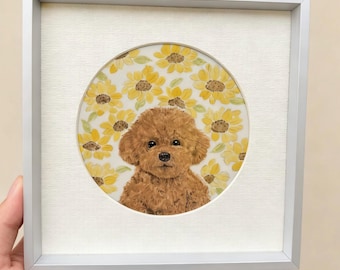 Custom Ceramic Tile Pet Art - Hand-Painted Portrait, Framed Gift for Pet Parents