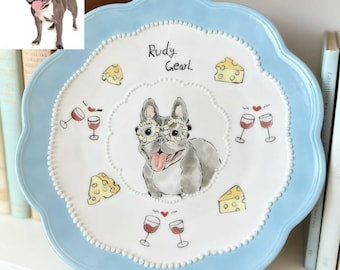 Personalized Pet Plate | Custom Name and Dog Cat Treat Design | Hand-Painted Ceramic Memorial Gift | Housewarming Gift for Pet Lovers