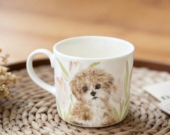 Personalized Hand-Painted Dog Mug, Custom Pet Portrait, Anniversary Gift, Handmade Ceramic Cup, Birthday Gift, Pet Lover Present