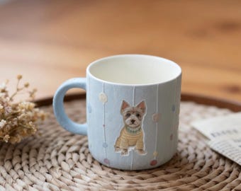 Hand-Painted Pet Portrait Mug, Custom Dog Gift, Unique Ceramic Keepsake