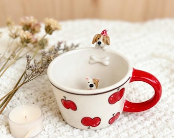 Custom Pet Photo Clay Mug｜Handmade Pet Figurine Cup｜Unique Gift for Pet Parents