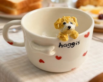 Custom Pet Mug - Hand Sculpted Clay Pet Sculpture - Unique Memorial Gift, Personalized Pet Portrait Cup, Customized Pet Loss Gift