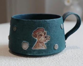 Personalized Pet Portrait Mug, Custom Ceramic Dog Art, Keepsake Coffee Cup
