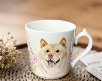 Personalized Pet Memorial Mug, Custom Dog Photo Mug, Handmade Ceramic Cup with Realistic Portrait, Gift for Pet Lovers
