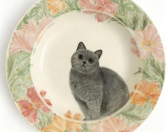 Handcrafted Custom Pet Plate - Personalized Dog/Cat Design, Ceramic Plate with Pet's Name, Ideal Gift for Any Occasion