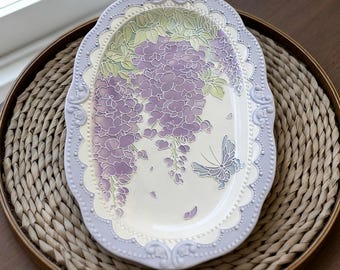 Hand-Painted 3D Floral Plate, Miniature Sculptural Ceramic Art, Statement Home Decor, Artisanal Decorative Dish