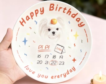 Custom Pet Portrait Plate, Hand-Painted Ceramic, Personalized Gift